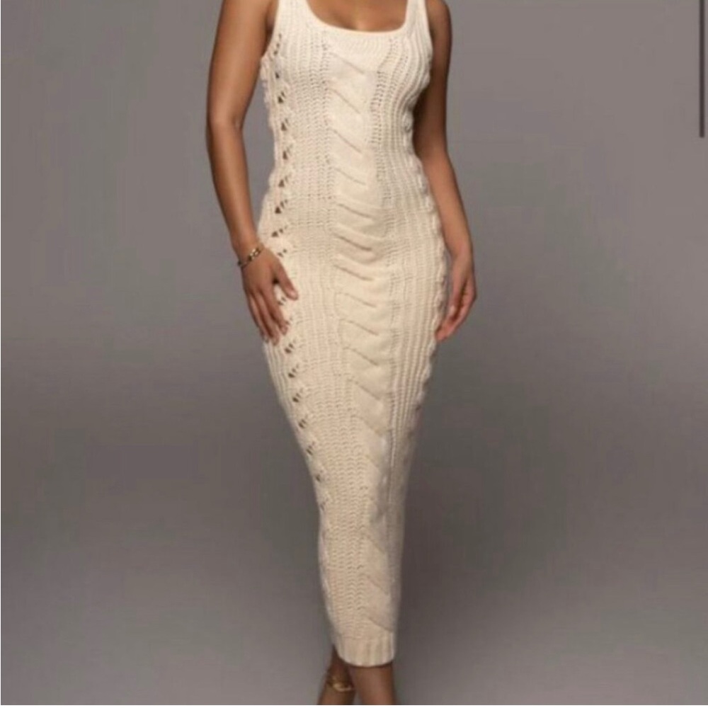 Elegant Cream Knit Dress